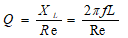 Why is it necessary to specify the test frequency when defining Q?