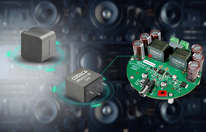 Codaca Inductor for Digital Amplifier Featured in Infineon Reference Design REF_MA5302BTLSPS_400W Codaca Inductor for Digital Amplifier Featured in Infineon Reference Design REF_MA5302BTLSPS_400W