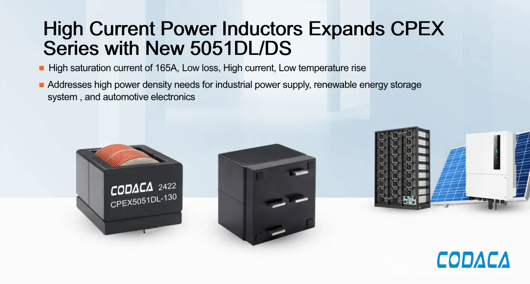 CODACA Expands CPEX Series with New 5051DL/DS High Current Power Inductors CODACA High Current Power Inductors CPEX5051DL and CPEX5051DS series